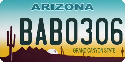 AZ license plate BAB0306