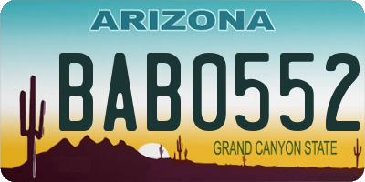 AZ license plate BAB0552