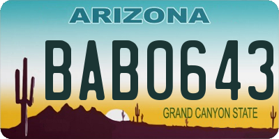 AZ license plate BAB0643