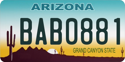 AZ license plate BAB0881