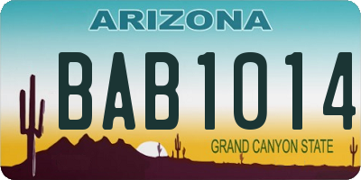 AZ license plate BAB1014