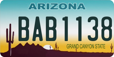 AZ license plate BAB1138