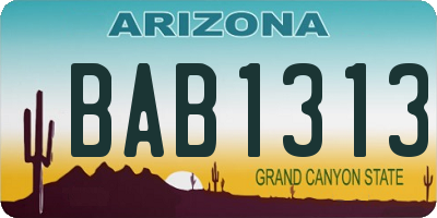 AZ license plate BAB1313