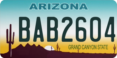 AZ license plate BAB2604