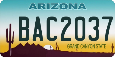 AZ license plate BAC2037