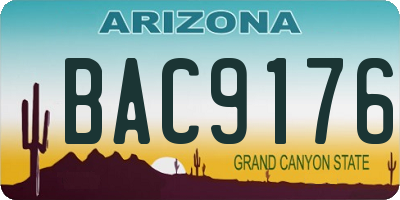 AZ license plate BAC9176