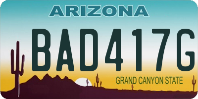 AZ license plate BAD417G