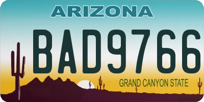 AZ license plate BAD9766