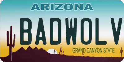 AZ license plate BADWOLV