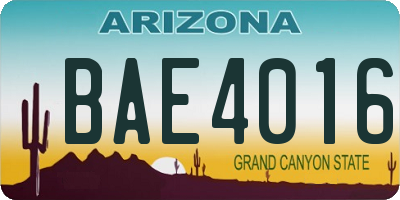AZ license plate BAE4016