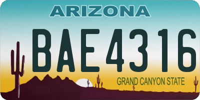 AZ license plate BAE4316