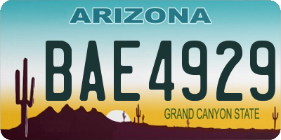 AZ license plate BAE4929