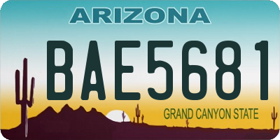 AZ license plate BAE5681
