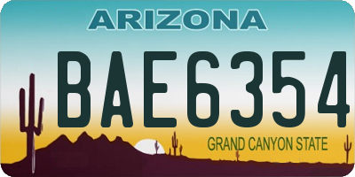 AZ license plate BAE6354