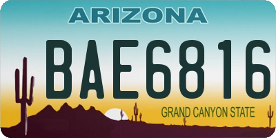 AZ license plate BAE6816