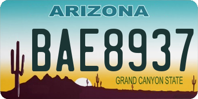 AZ license plate BAE8937