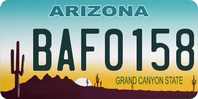 AZ license plate BAF0158