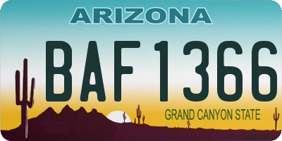 AZ license plate BAF1366