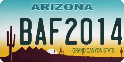AZ license plate BAF2014