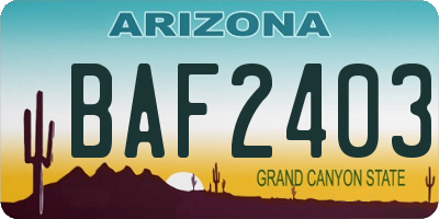 AZ license plate BAF2403