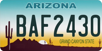 AZ license plate BAF2430