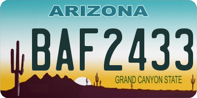AZ license plate BAF2433
