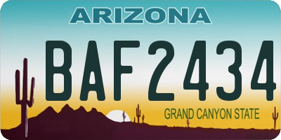 AZ license plate BAF2434