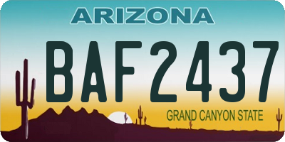 AZ license plate BAF2437