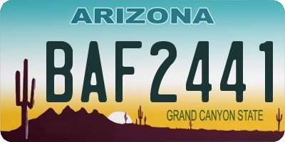 AZ license plate BAF2441