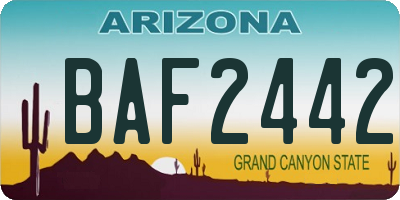 AZ license plate BAF2442
