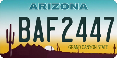 AZ license plate BAF2447