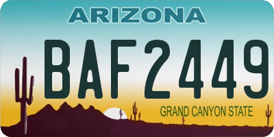 AZ license plate BAF2449