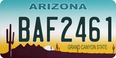 AZ license plate BAF2461