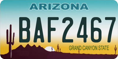 AZ license plate BAF2467