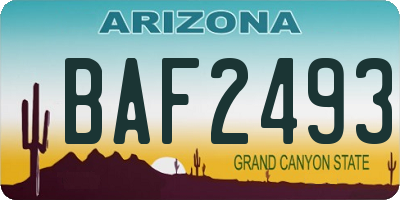 AZ license plate BAF2493