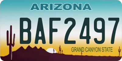 AZ license plate BAF2497