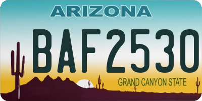 AZ license plate BAF2530