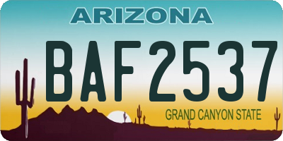 AZ license plate BAF2537