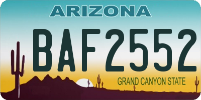 AZ license plate BAF2552