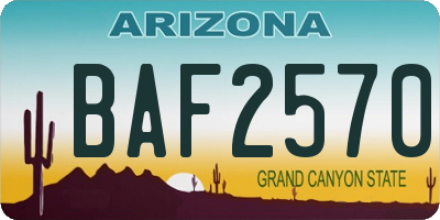 AZ license plate BAF2570