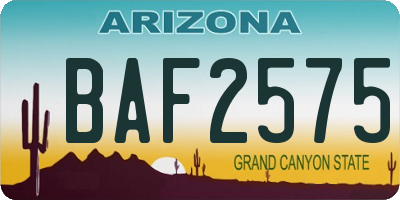 AZ license plate BAF2575