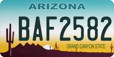 AZ license plate BAF2582