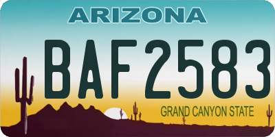 AZ license plate BAF2583