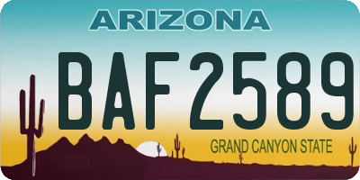 AZ license plate BAF2589