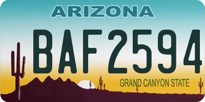 AZ license plate BAF2594