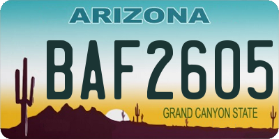 AZ license plate BAF2605