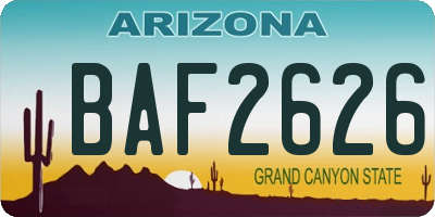 AZ license plate BAF2626