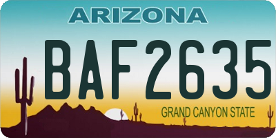 AZ license plate BAF2635
