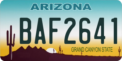 AZ license plate BAF2641