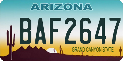 AZ license plate BAF2647